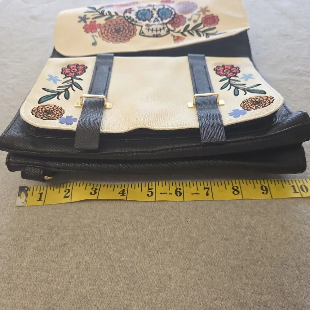 Disney Parks Coco Backpack Purse Embroidered Sugar Skull Marigold Faux Leather